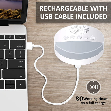 Sleep Sound Vit Brusmaskin - Lugnande Ljud för Bättre Sömn och Avkoppling Carvallo