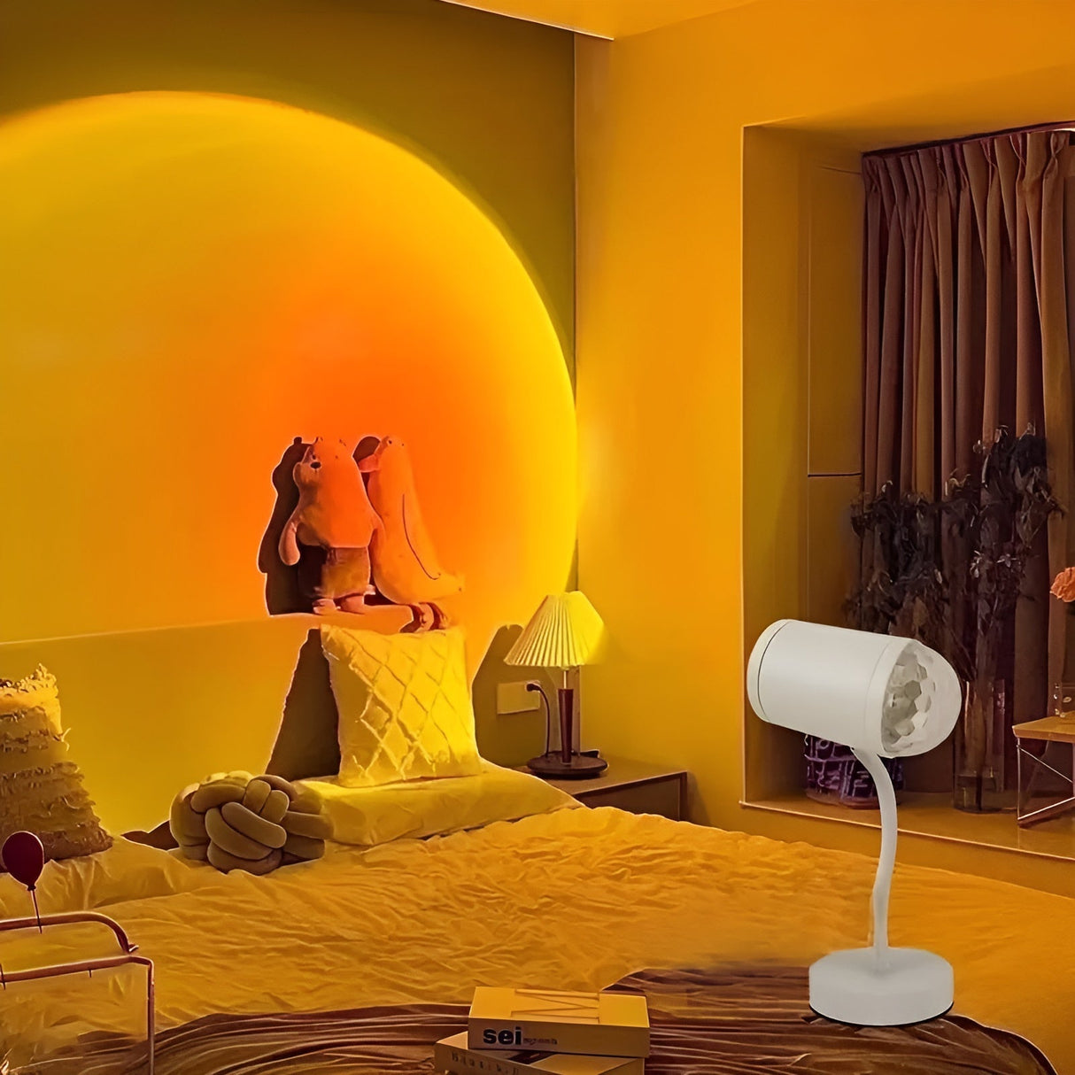 Projekteringlampa med dubbelhuvud – solnedgångsljus för atmosfärisk heminredning Carvallo