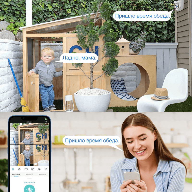 360° WiFi Övervakningskamera med Dubbla Linser | AI Människodetektion, Nattvision, IP66 & Mobilstyrning-Smarta Hem Kamera-BB-Hemnix