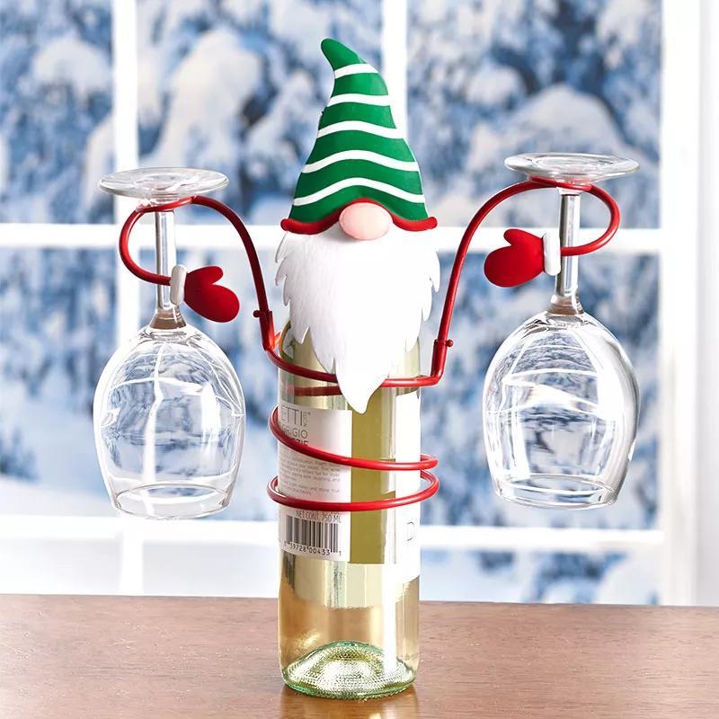 Festliga Cheers Vin glas hållare – Tomte & Snögubbe design för festliga bord Carvallo