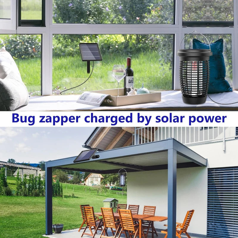 Solar Bug Zapper 2-i-1 Myggkiller Lampa – 4500V Inomhus & Utomhus Fluga Fälla Carvallo