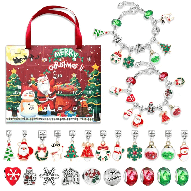 24 Dagar Julens Adventskalender Smyckesask - Berlocksarmband DIY-Jul-BB-Set 4-Hemnix