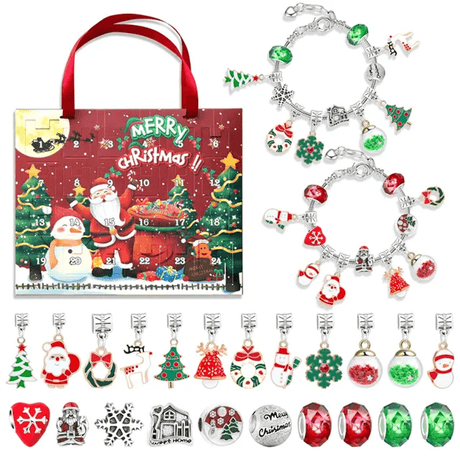 24 Dagar Julens Adventskalender Smyckesask - Berlocksarmband DIY-Jul-BB-Set 4-Hemnix