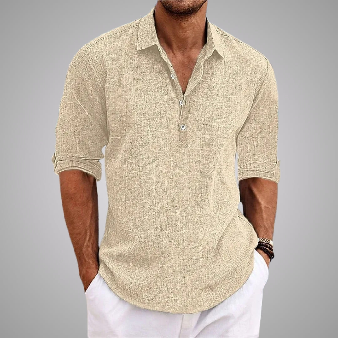 Warren™ Fritidsskjorta med Krage-Hemnix-S-Beige-Hemnix