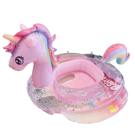 Uppblåsbar Glitter Unicorn Simring-Hemnix-För åldrarna 2-6 (5-30 kg) - Rosa enhörning-Hemnix