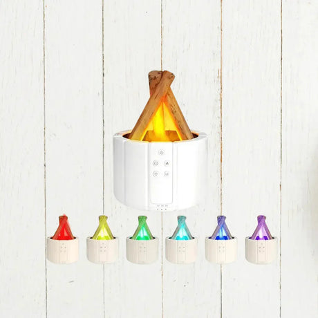 Flame luftfuktare med LED - ultrasonic diffuser & aromaterapi med öppen eld-effekt Carvallo