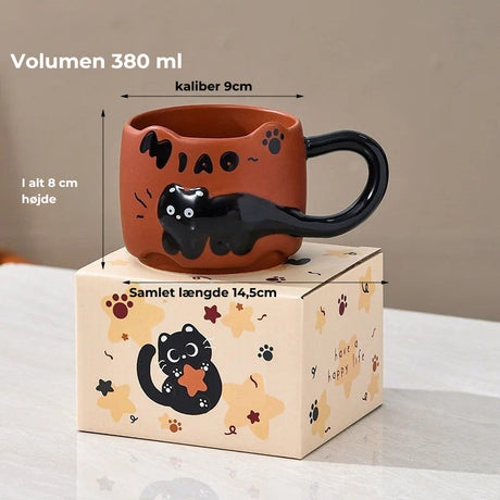 Stapelbara keramiska muggar med katttema - Bedårande kaffe- och tekoppar med handtag MILA Sverige