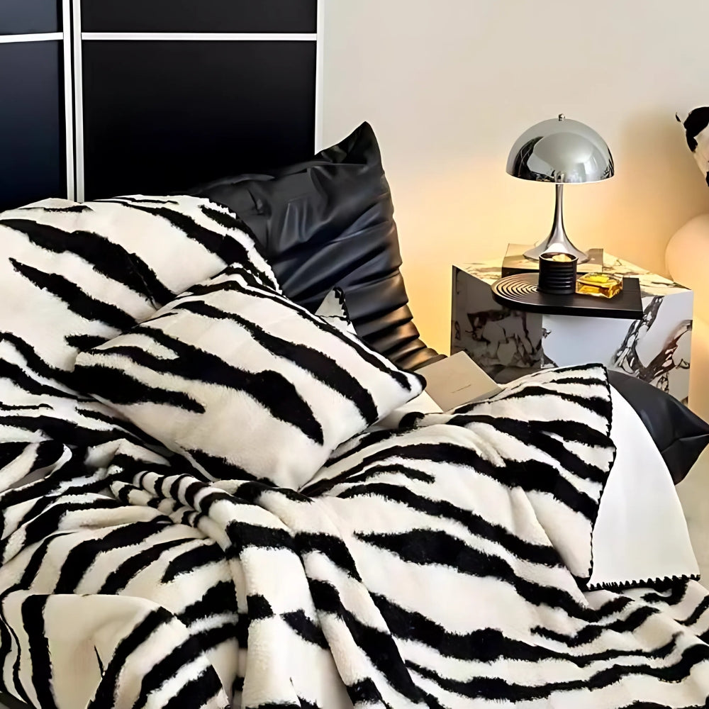 Zebra Print Lyxig Fuskpälsfilt Carvallo