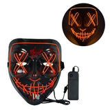 LED Skräckmask för Halloween & Maskerad | Purge-Inspirerad Blinkande Mask med 3 Ljuslägen – Justerbar & Säker EL-Wire Design-Utklädnad-BB-Orange-Hemnix
