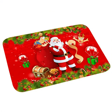 60x40 cm Välkomnande Julmatta i Flanell - God Julstämning, Jultomte, Stjärna, Renar-Jul-BB-Julklappar från tomten-Hemnix