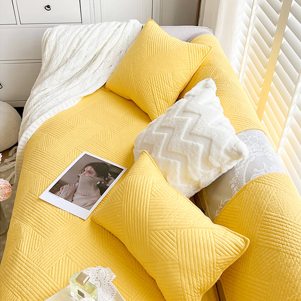 Minimalist All-Season Solid Cotton Geometric Sofföverdrag Carvallo