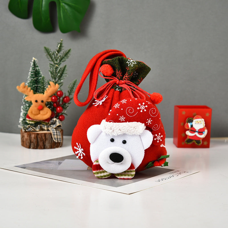 4x Stickade Julklappsäckar, 3D-dockor, Jultomte, Snögubbe, Älg, Isbjörn-Jul-BB-Hemnix