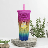 Återanvändbar Mugg med Sugrör 710ml-Personligt-BB-Regnbåge-Hemnix