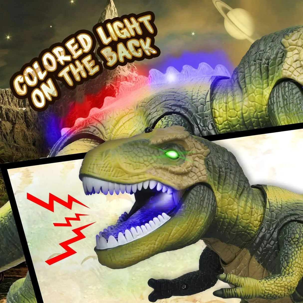 Fjärrkontroll T-Rex Dinosaurie Med LED Ljus, Gående & Vrålande Realistiska Dinosaurie Leksaker Carvallo