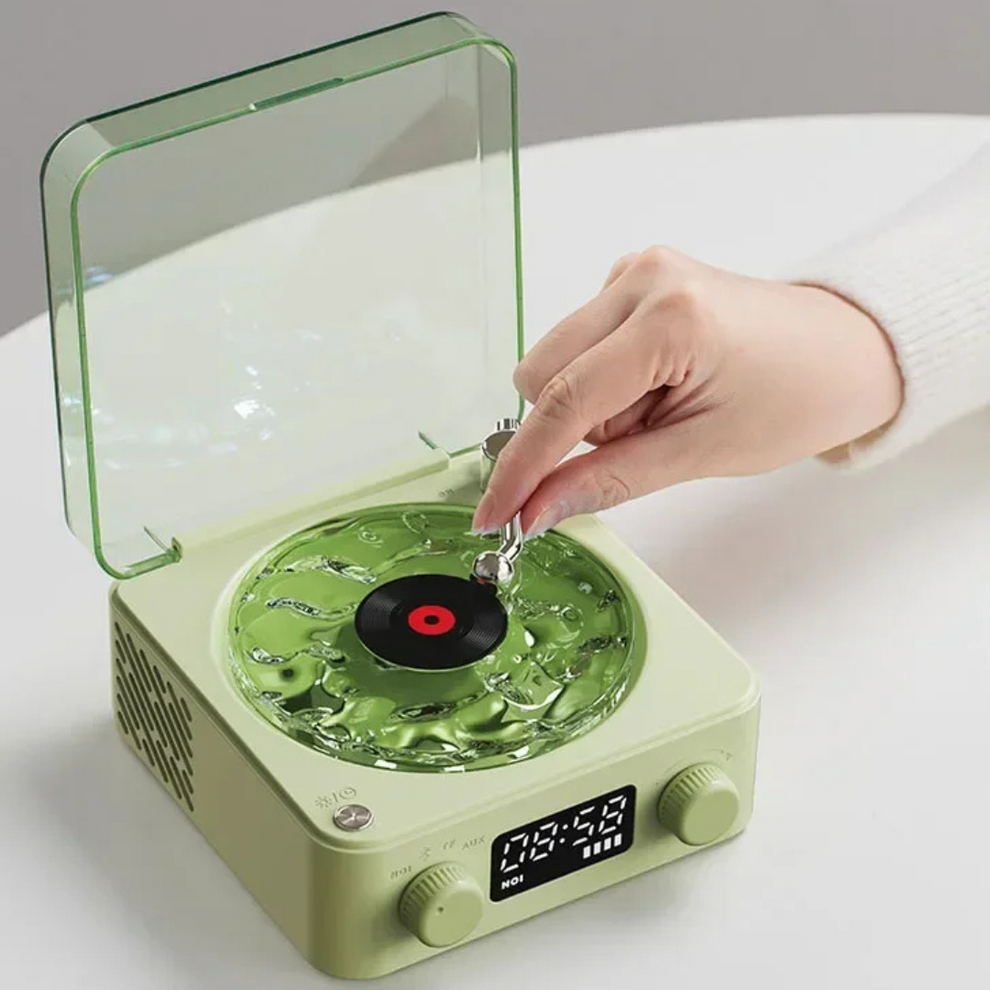 Carvallo – Retro vinylhögtalare med roterande skivspelare och justerbar belysning Carvallo