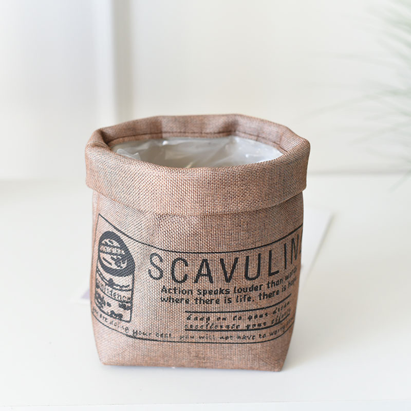 Dekorativ tygväxtkruka med tryck – Mångsidig förvaringskruka för växter och dekoration Carvallo