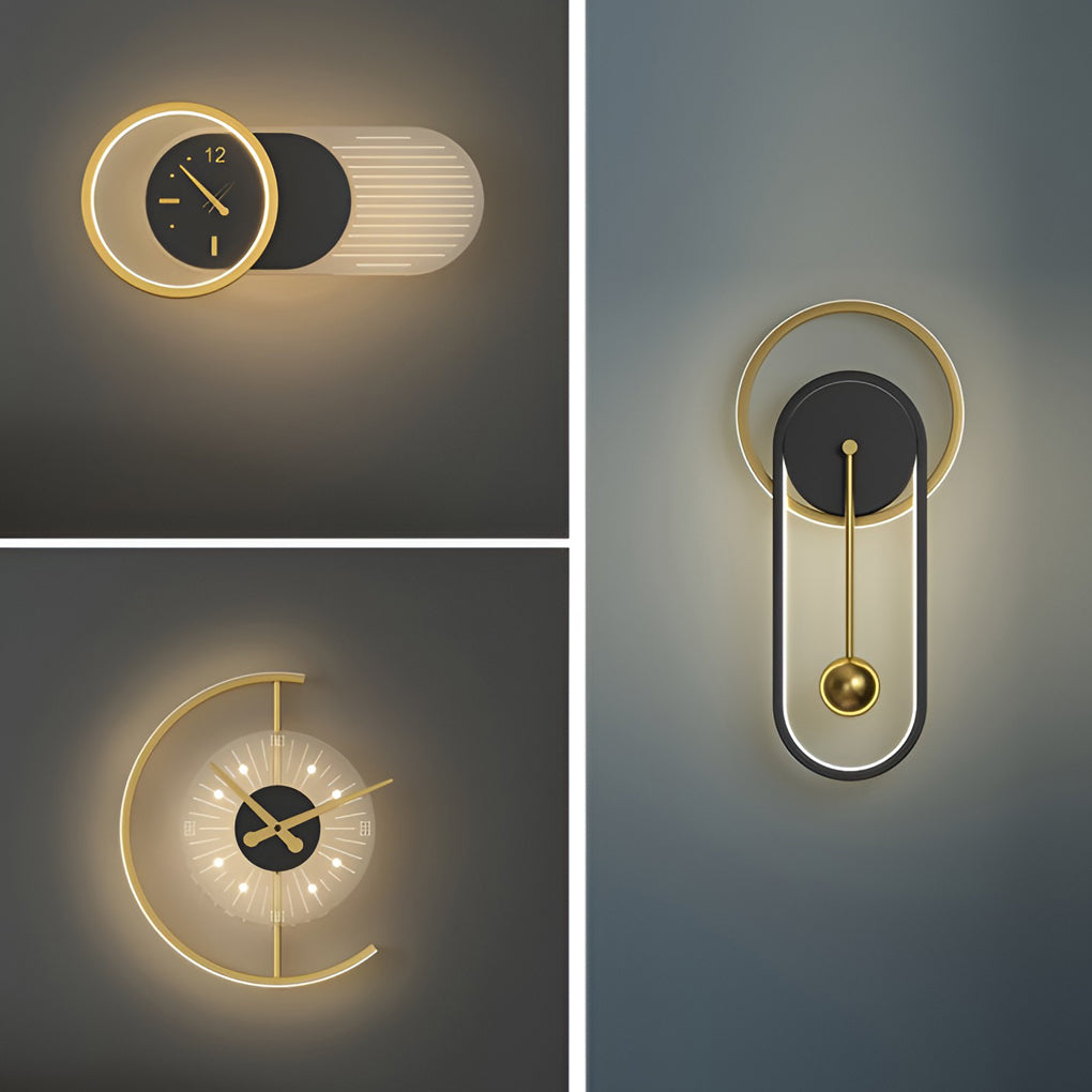 Väggklocka | Led-ljus | Tyst rörelse | Ambient glöd | Kreativ modern design Carvallo