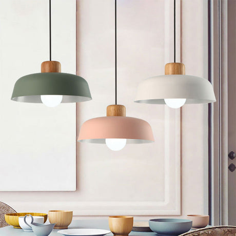 Nordic Creative Pendant Light | Naturligt Trä & Aluminium | Modern Hemljus | 11.81 x 5.51 in | Brick by Brick Carvallo