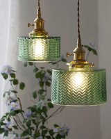 Vintage Glass Ceiling Pendant | Textured Glass & Brass | Warm 3000K Glow Carvallo