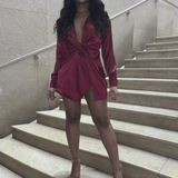 Sommarklänning i rosenröd satin Bellasverige