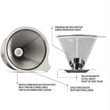 Carvallo Kaffeefilter i rostfritt stål | Fin sil & snabb avrinning | Ø 11,5–12,5 cm | Återanvändbar & Hållbar Carvallo