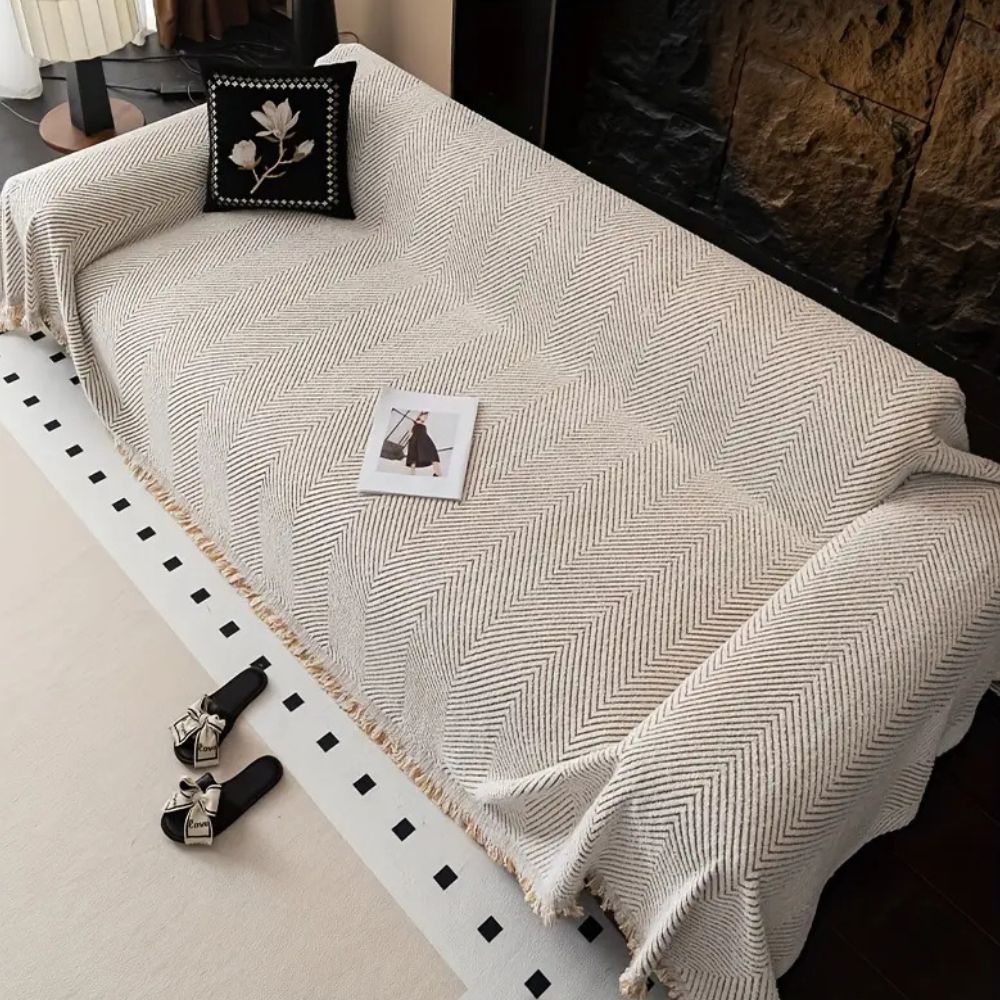 Randig Fiskbensmönstrad Sofföverdrag Carvallo