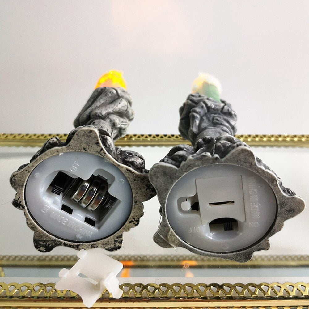 LED-Ljushållare med Skelett Hand – Skrämmande Halloween Dekoration, Rökfria Ljus för Fest och Hem-halloween-BB-Hemnix