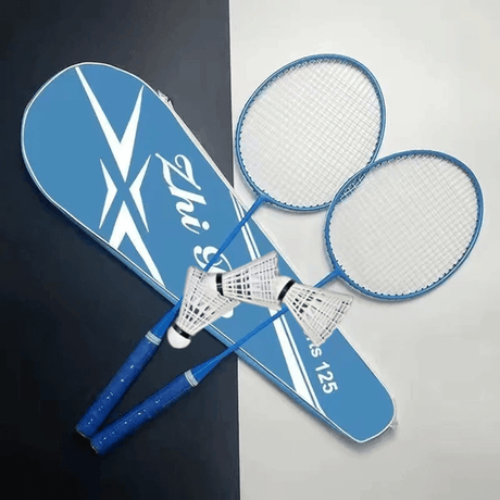 Badmintonracket Set - Komplett Paket för Badmintonspel-Sällskapsspel-BB-Racketuppsättning med boll-Blå-Hemnix