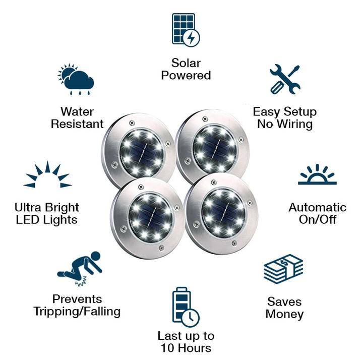 12 Led Solarbelysning För Mark Utomhus Vattentät Carvallo