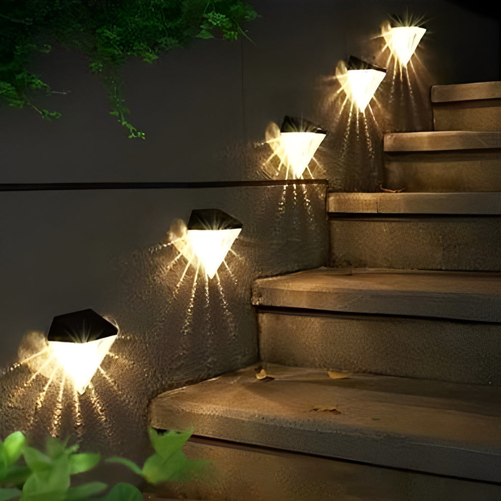 2 Stuks Geometrisk LED Vattentät Svart Solvägglampa Carvallo