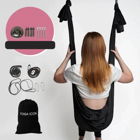 Unisex Yoga Hammock Justerbar Polyester för Avkoppling och Träning-Träningsutrustning-Hemnix-Svart-Hemnix