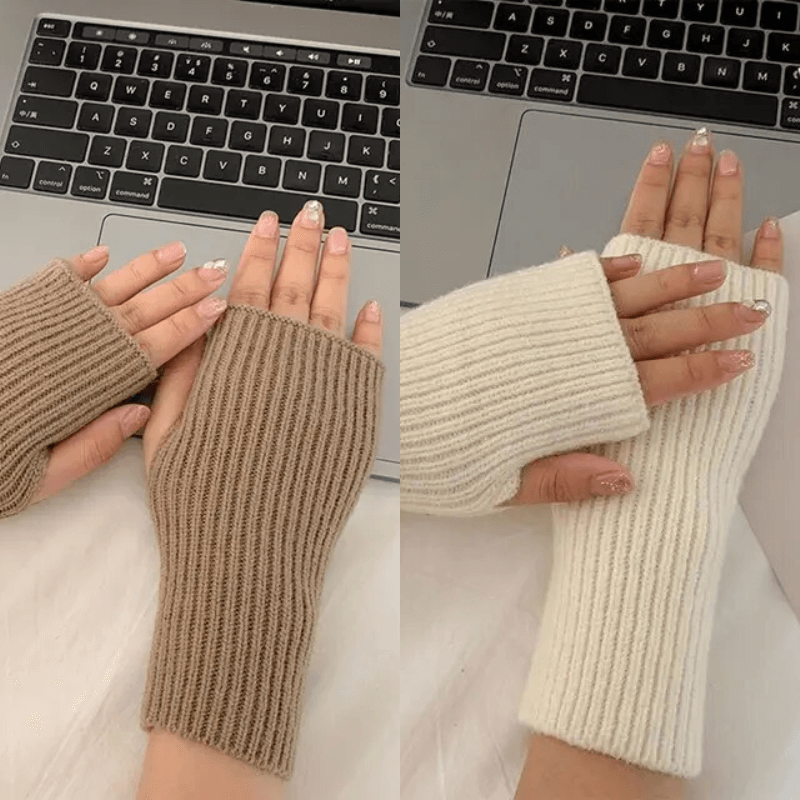 Halvfingerhandskar-Handväska-BB-Khaki + Vit-Hemnix