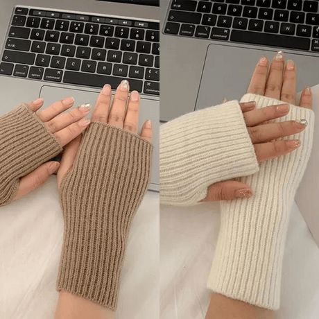 Halvfingerhandskar-Handväska-BB-Khaki + Vit-Hemnix