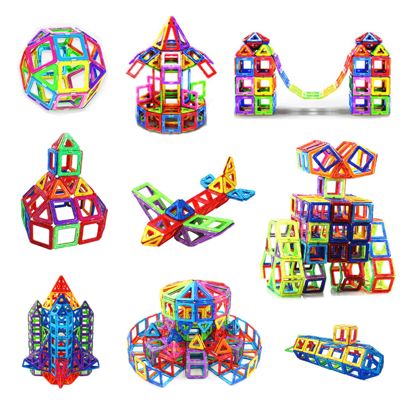 Magnetiska Byggklossar - Montessori Magnetset för Kreativ Lek, Konstruktion och Lärande, Perfekta Pedagogiska Leksaker för Barn-Byggsats-BB-Hemnix