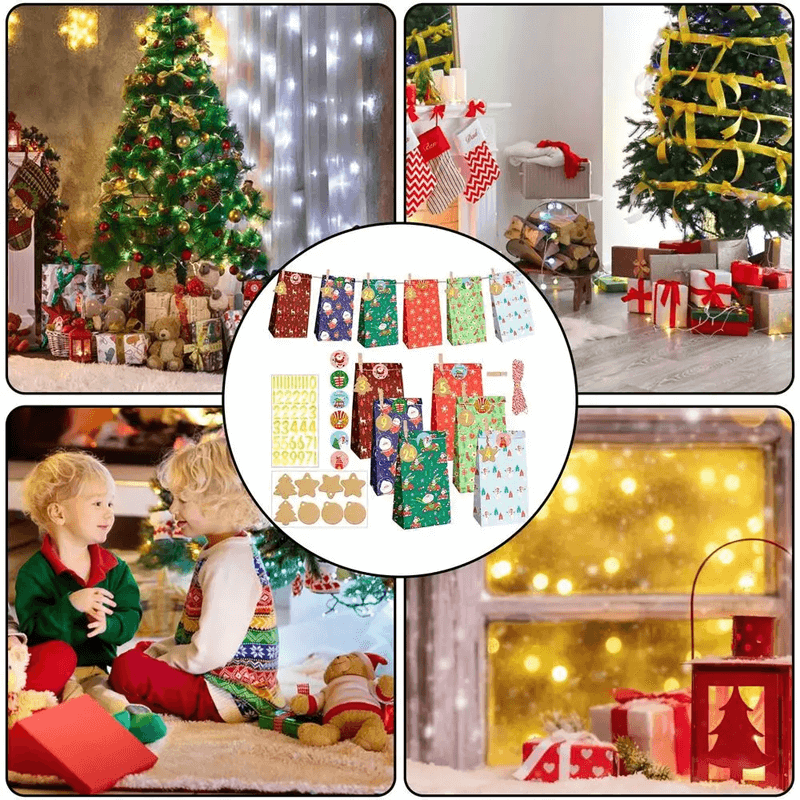 24x Flerfärgade Julklappspåsar - Färdiga Presentpåsar-Jul-BB-Hemnix