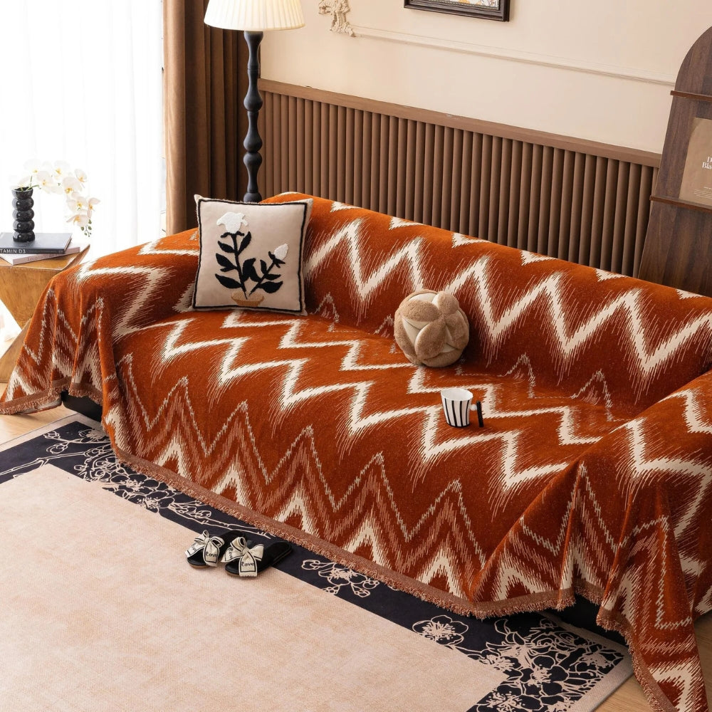 Ockra Streak Texturerat Sofföverdrag Carvallo