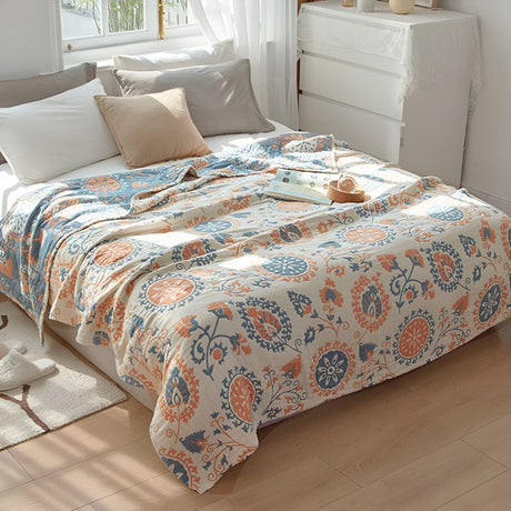 Rustik blomster bomull vändbar filt Carvallo