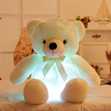 LED Lysande Blinkande Nallebjörn i Plysch Söta Mysiga-Barn-BB-32 cm-Vit-Hemnix
