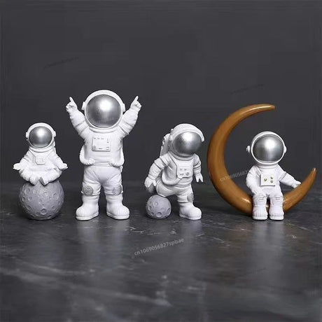 4 Bitars Astronaut Figur Staty Figur Utbildningsleksak Heminredning Carvallo