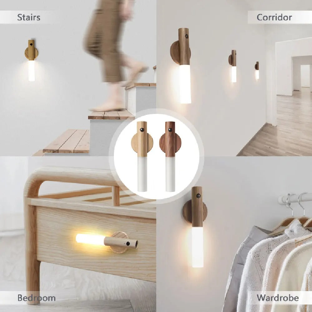 Uppladdningsbar LED-vägglampa – USB-magnetisk rörelsesensorlampa för sovrum, vardagsrum och trappa Carvallo