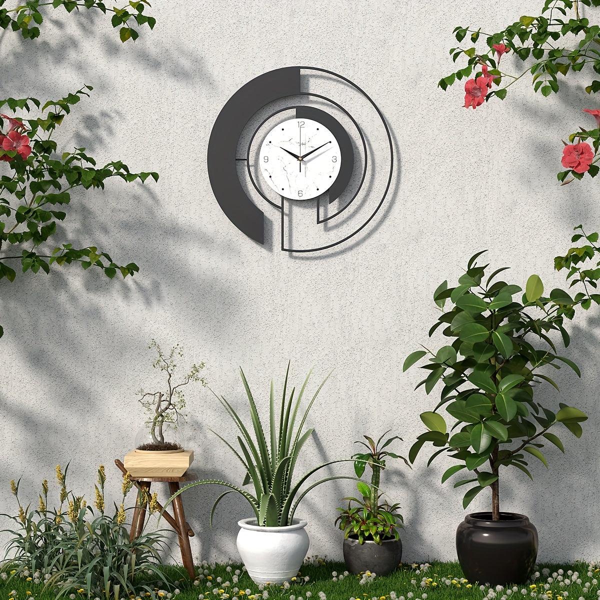GeoTime – Svart Metall Väggklocka med Tidlös Geometri Hemnix
