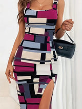 Dam Sommarklänning Färgblockad Figursydd Polyester-Klänningar-Bellasverige-Hemnix