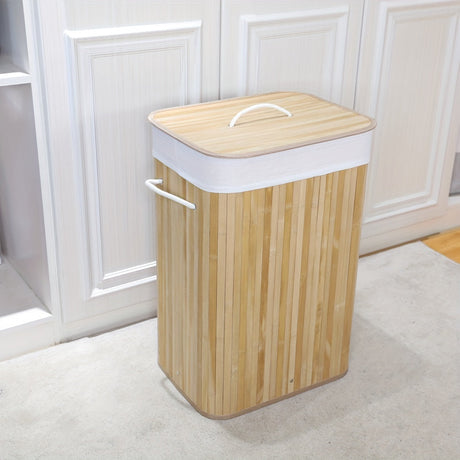 Bamboo Tvättkorg med Lock och Handtag – Naturligt Platsbesparande Förvaring Carvallo