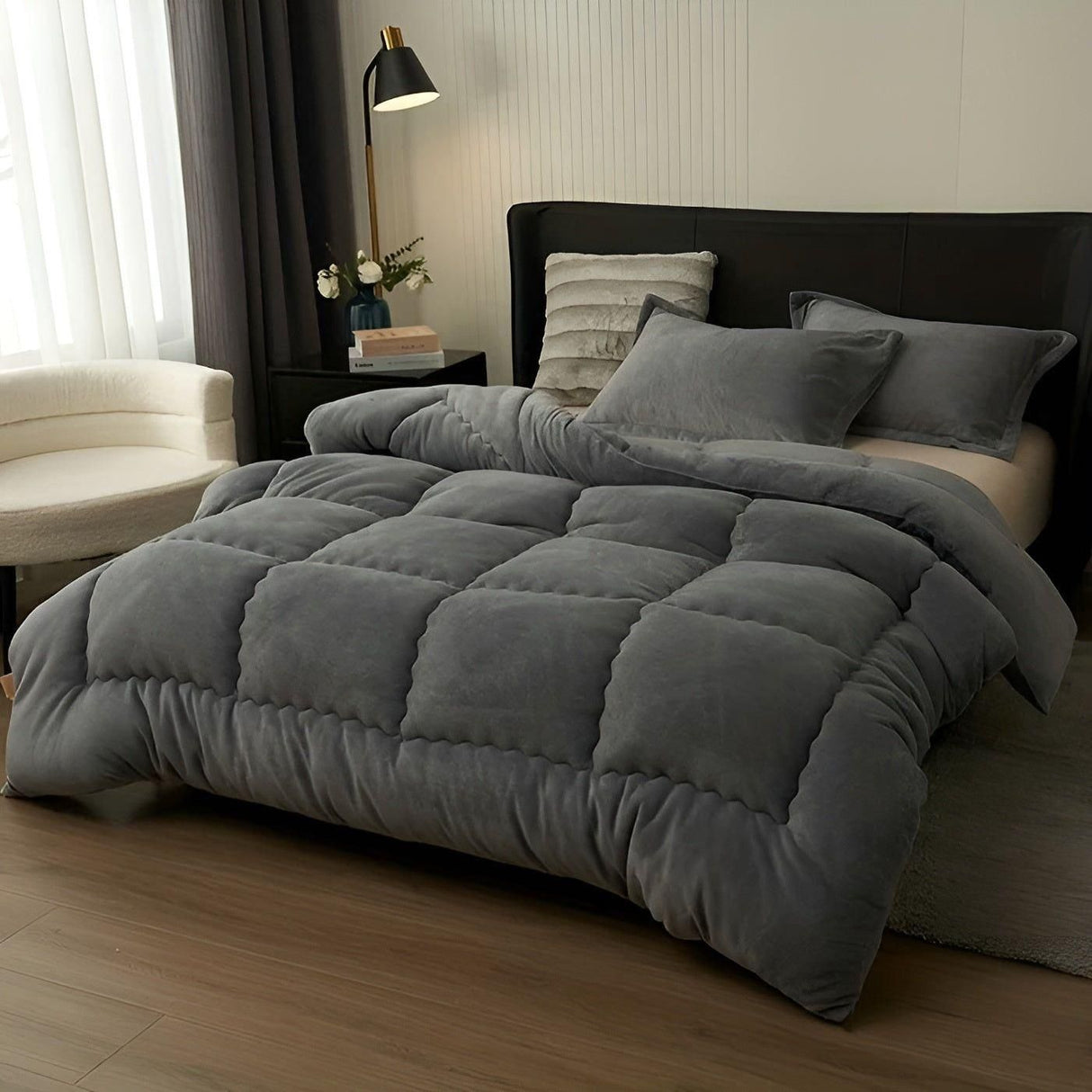 ThickLuxe Duvet Cover - Casual Thick Fleece Quiltad Vinter Duvet Cover Carvallo