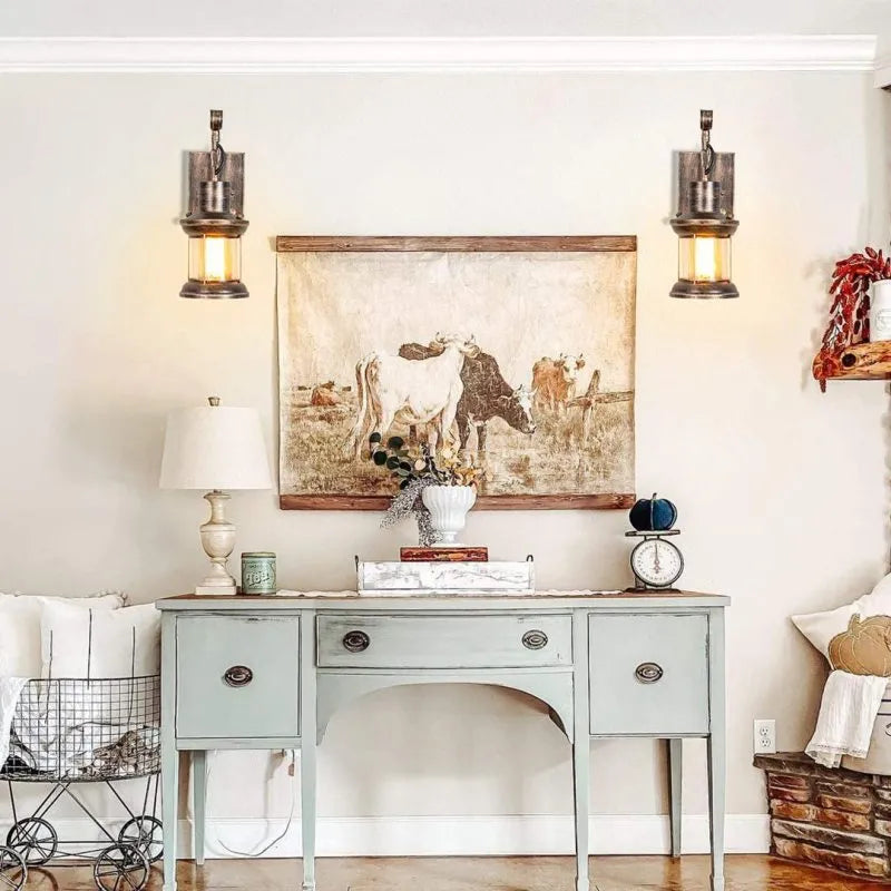 Vägglampa vintage metall industri sconce Carvallo