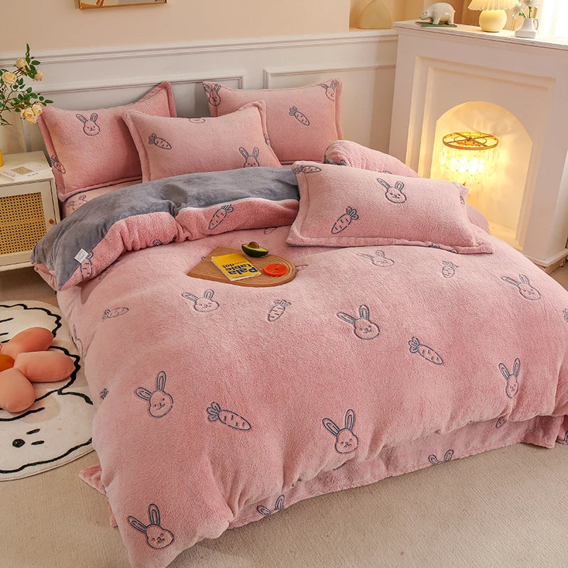Tjock Fleece Varm Flanell Vinter Duvet Set Carvallo