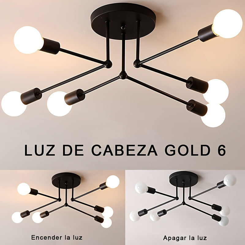 RetroLampa - Industriell 6-armad Taklampa Carvallo