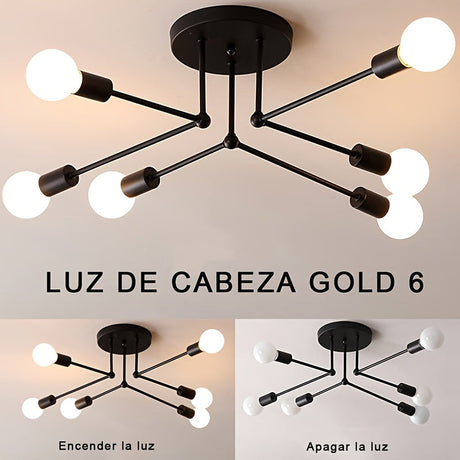 RetroLampa - Industriell 6-armad Taklampa Carvallo