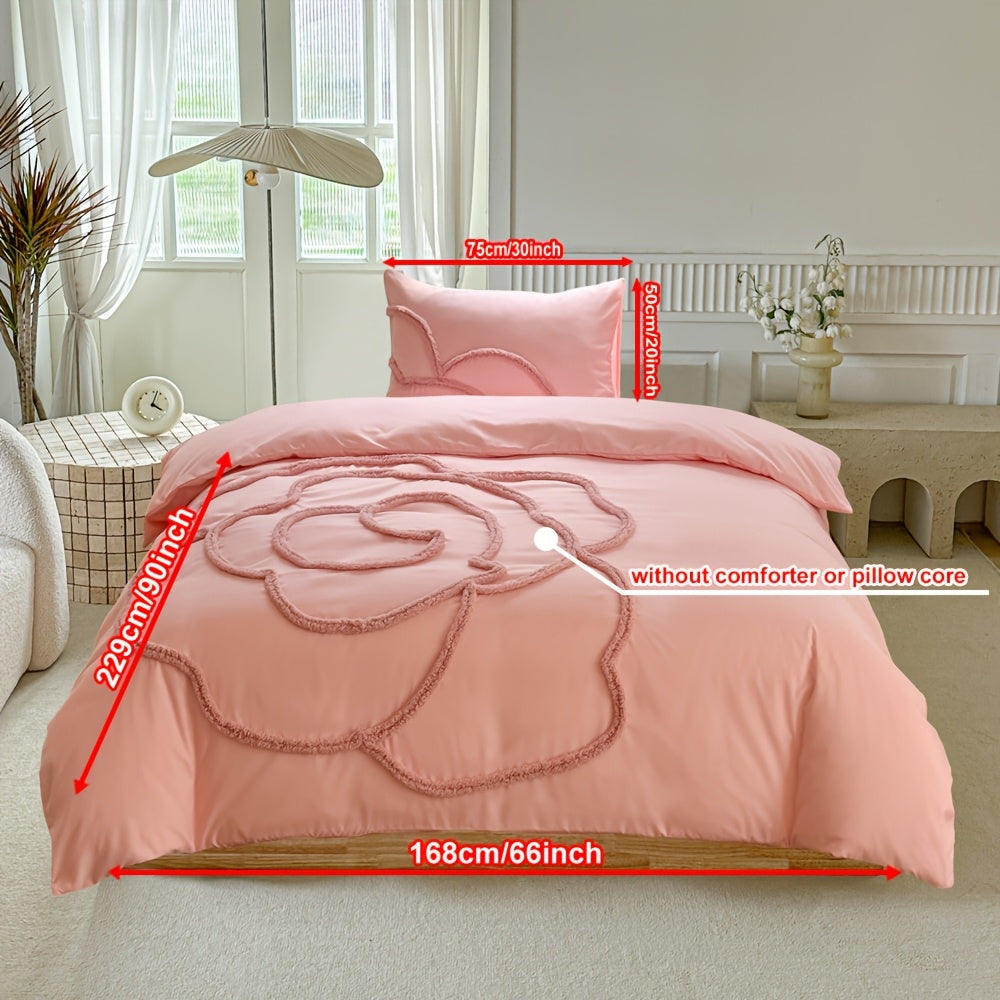 Tufted Sängkläder Set – Sängöverkast och Kuddeöverdrag med Stort Blommönster Carvallo