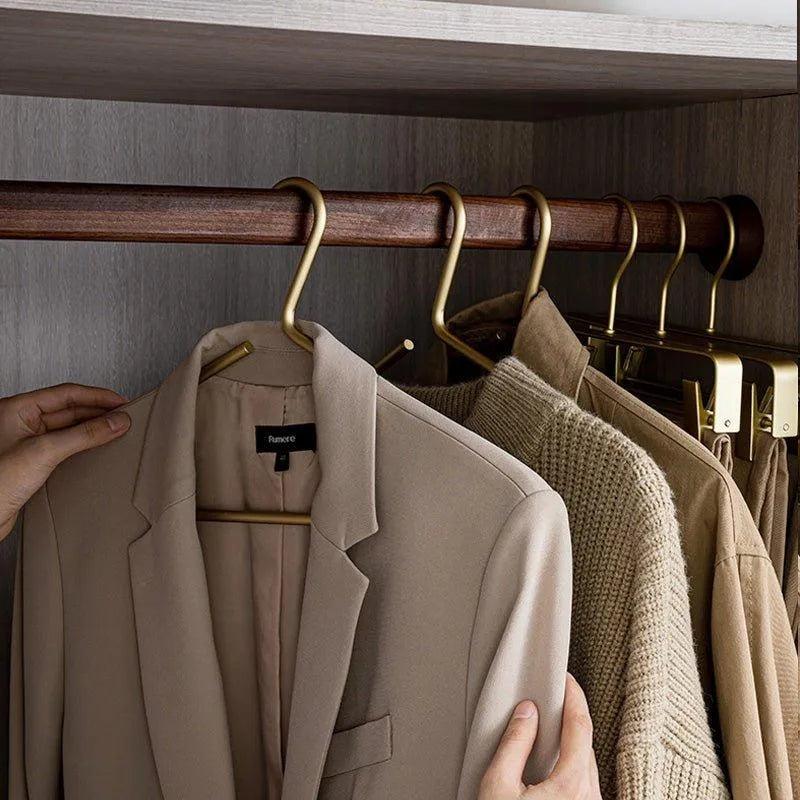 5 st Solid Matte Gold/Silver Klädhängare │ Sømløs Metall Garderobe Organizer Carvallo